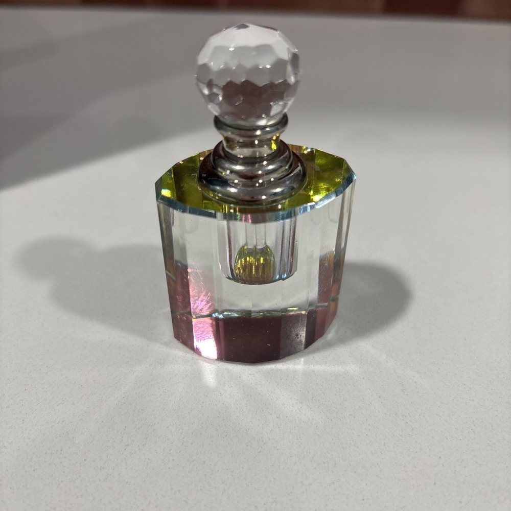 Crystal Faceted Perfume Bottle, New